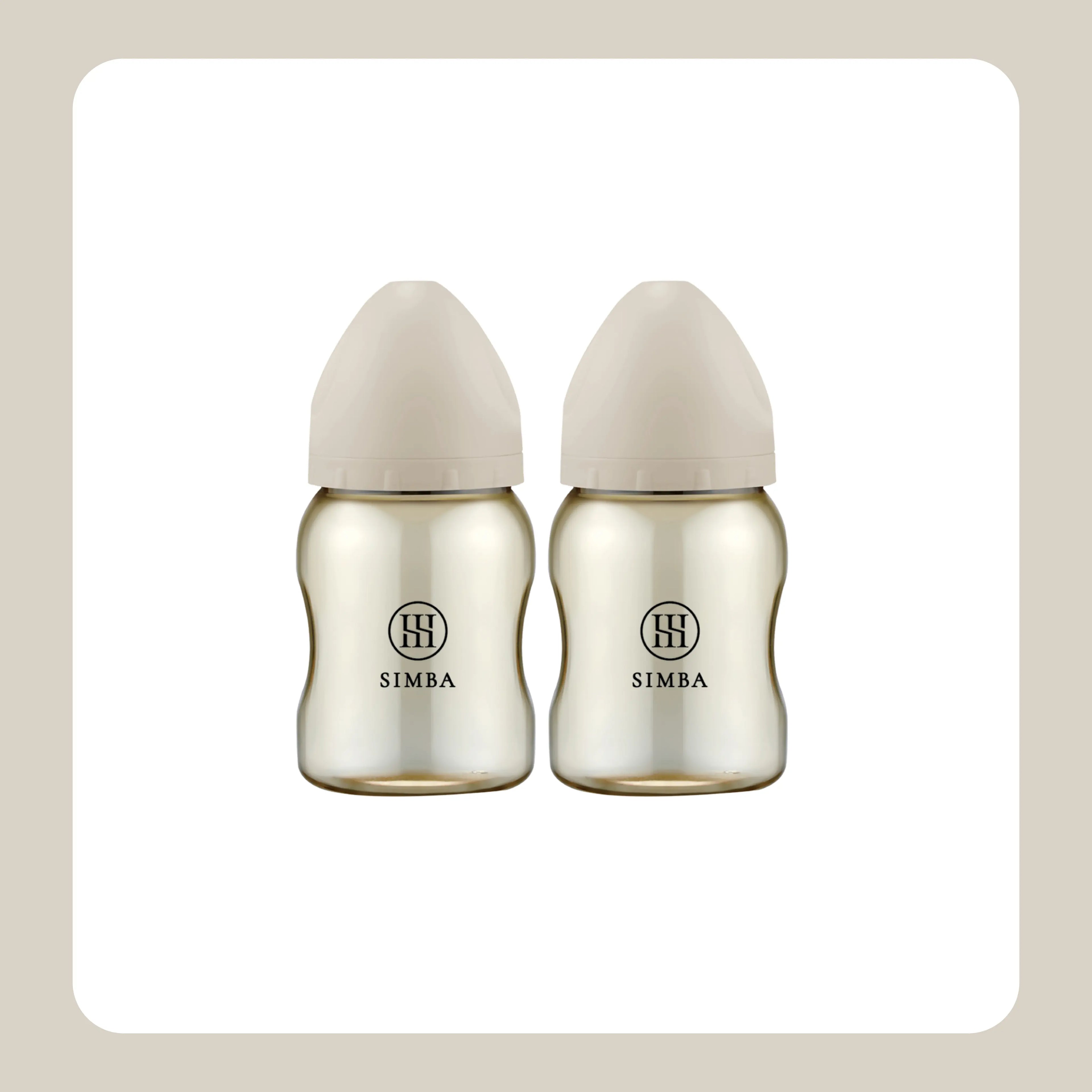 Simba | Allongé PPSU Wide Neck Anti-Colic Feeding Bottle 200ml -Nook【Beige】Newborn (Round Hole S) Simba