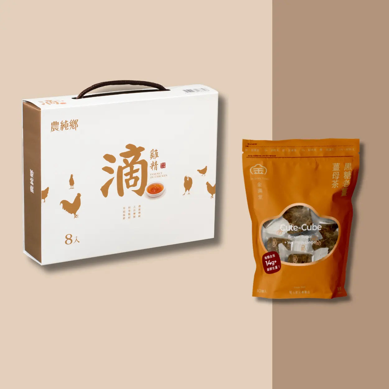 【Cozy Winter Wellness Combo】Original Chicken Essence + Brown Sugar with Ginger Tea Nong Chun Xiang