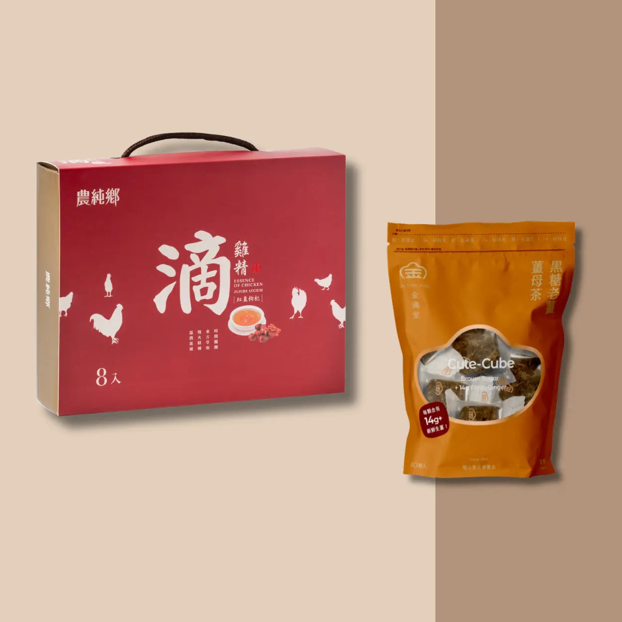 【Cozy Winter Wellness Combo】Chicken Essence with Jujube & Goji Berry + Brown Sugar with Ginger Tea Nong Chun Xiang