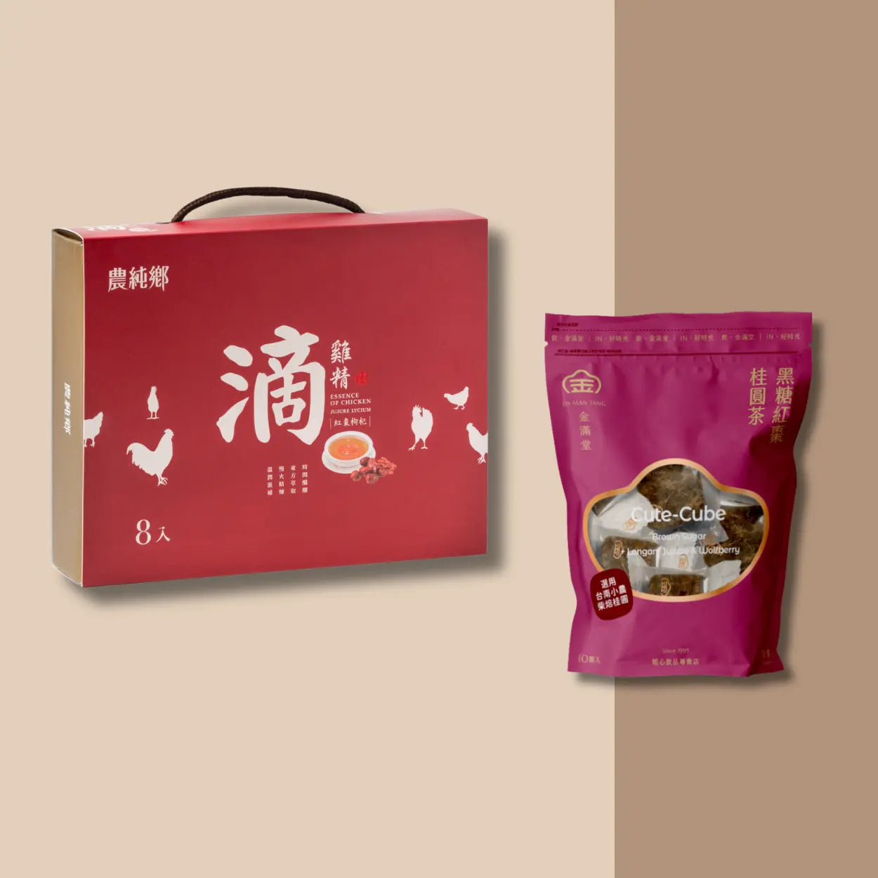 【Cozy Winter Wellness Combo】Chicken Essence with Jujube & Goji Berry + Brown Sugar with Longan & Red Date Tea (without Ginger) Nong Chun Xiang