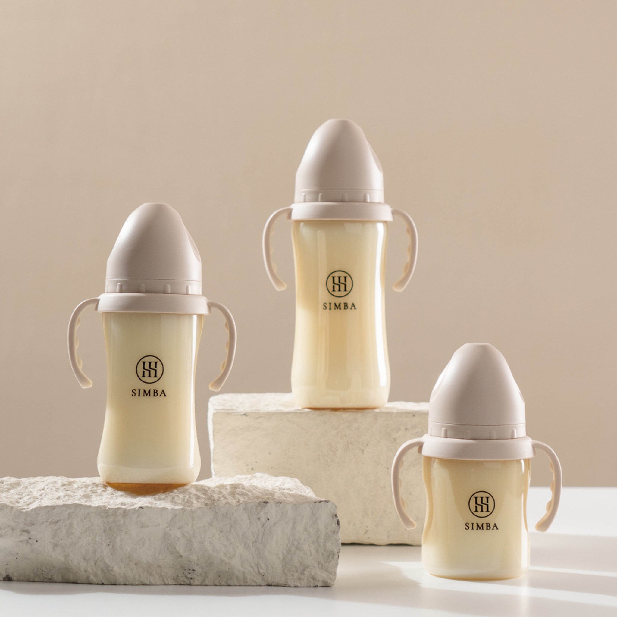 ④alongé Wide-Neck Bottle Anti-Slip Handle -Nook【Beige】