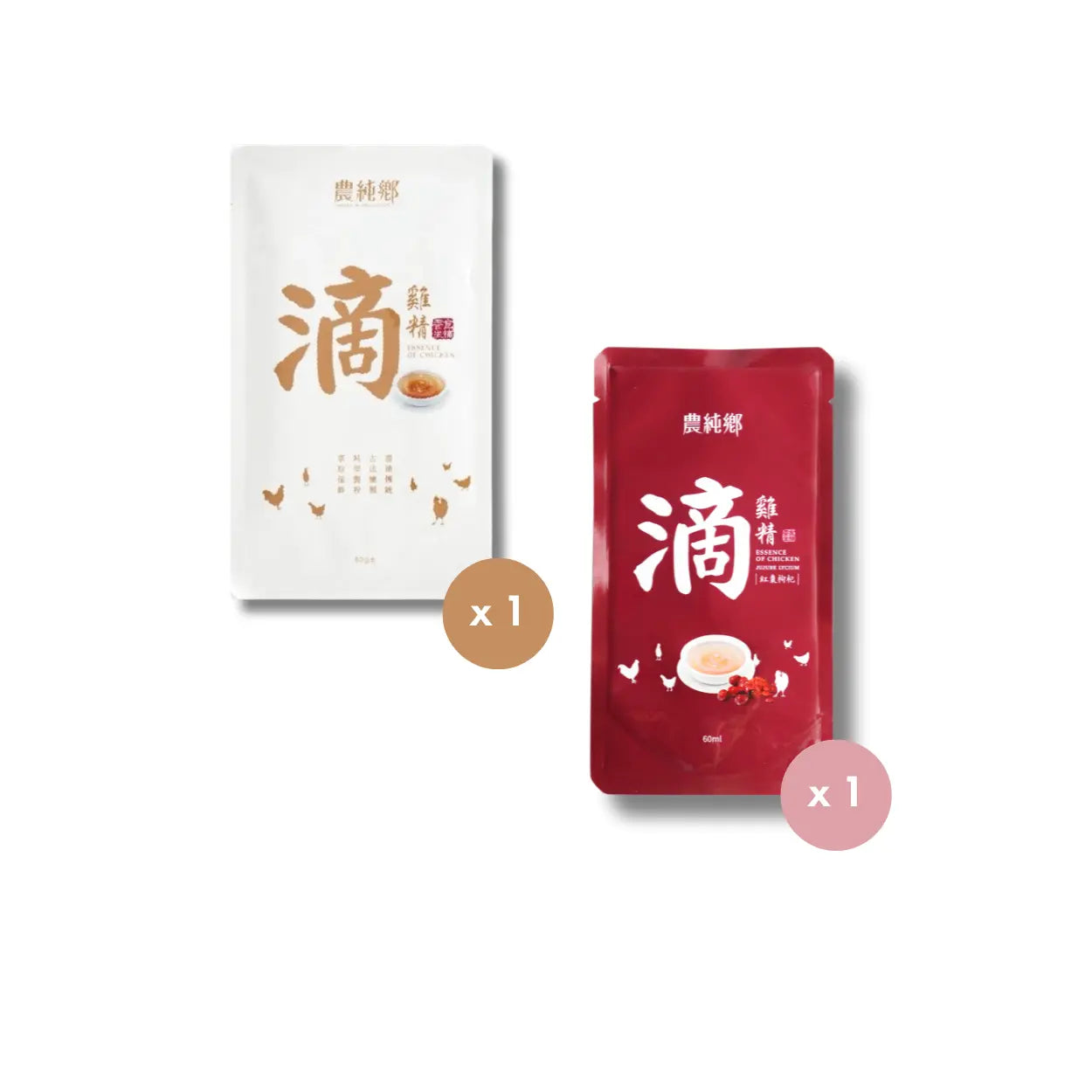 Dual-Flavour Single-Pack Trial Set | Nong Chun Xiang Original & Red Date Goji Chicken Essence 50ml /pack Nong Chun Xiang