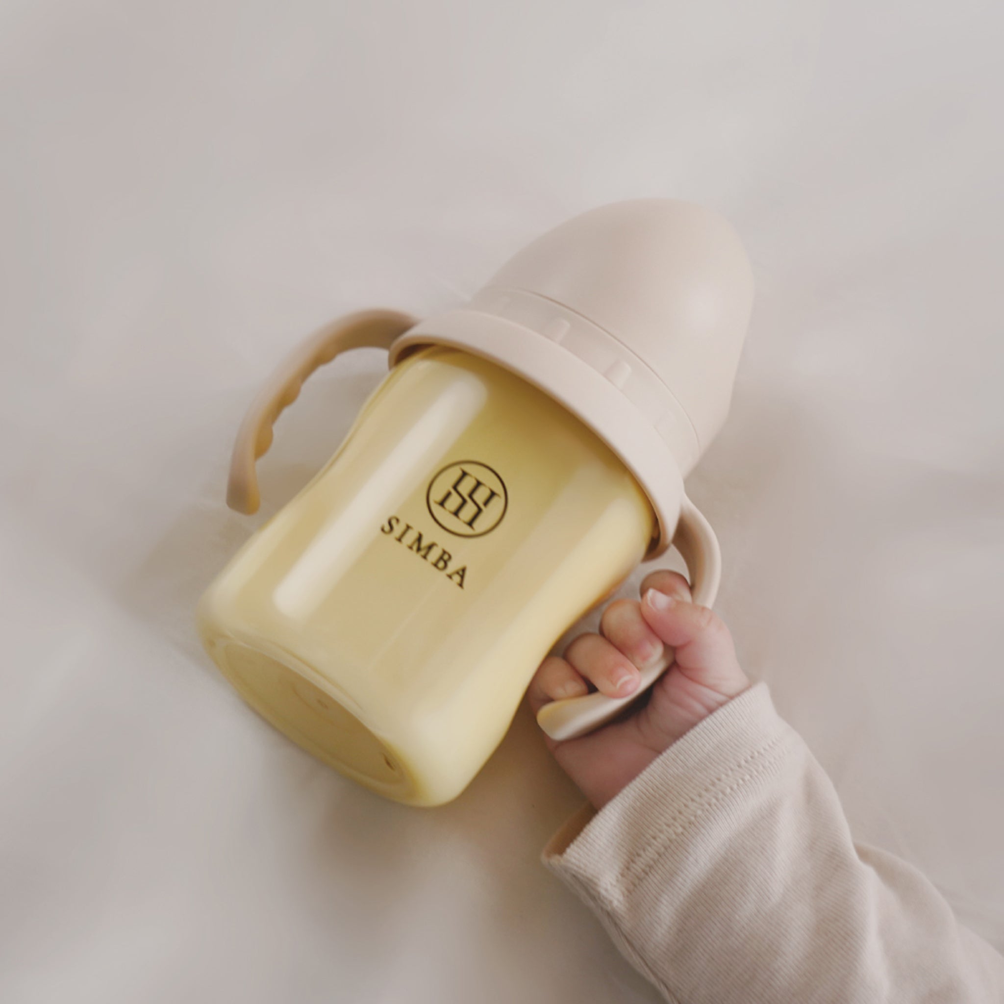 ④alongé Wide-Neck Bottle Anti-Slip Handle -Nook【Beige】