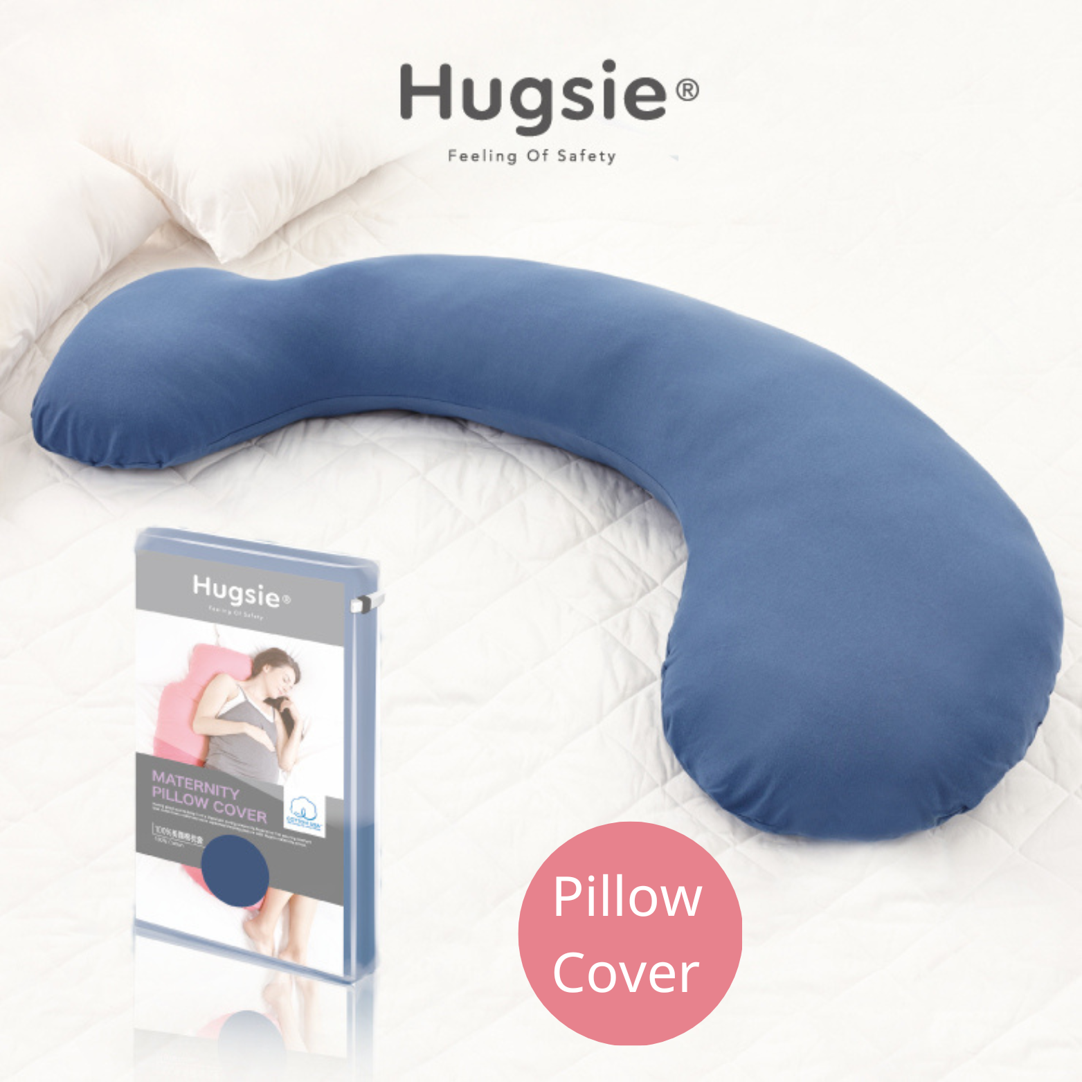 Anini Baby*Australian Mother and Baby Collection_ Hugsie Maternity 100% Cotton Pillow Cover -Dark Blue