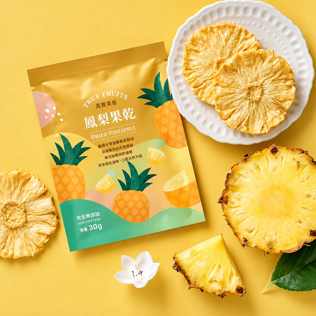 Dried Golden Diamond Pineapple Fruit 30g (No Additives)
