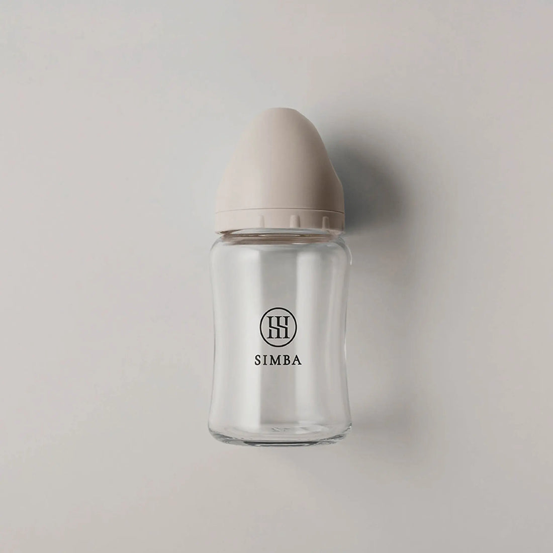 【NEW ARRIVALS】Simba | Allongé Glass Wide Neck Anti-Colic Feeding Bottle 180ml -Nook【Beige】Newborn (Round Hole SS) (very slow flow) - Anini Baby Australia