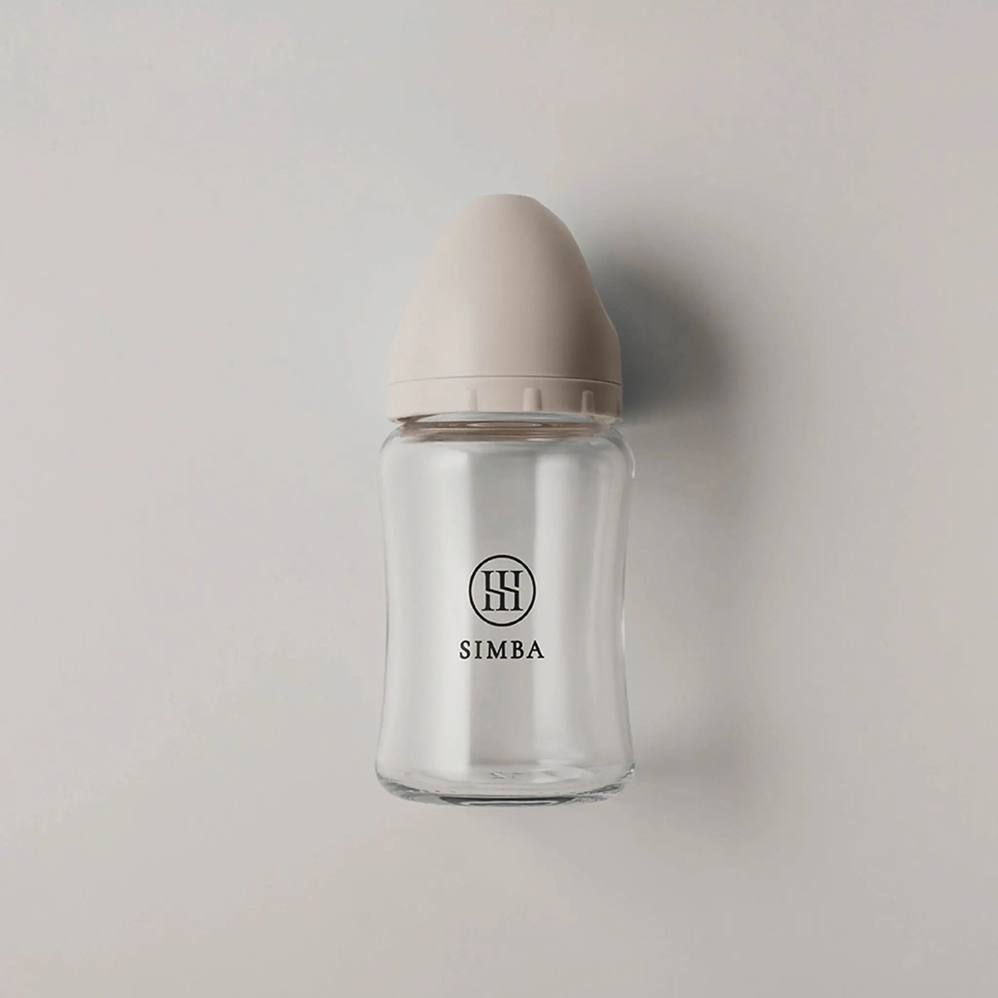 【NEW ARRIVALS】Simba | Allongé Glass Wide Neck Anti-Colic Feeding Bottle 180ml -Nook【Beige】Newborn (Round Hole SS) (very slow flow) - Anini Baby Australia