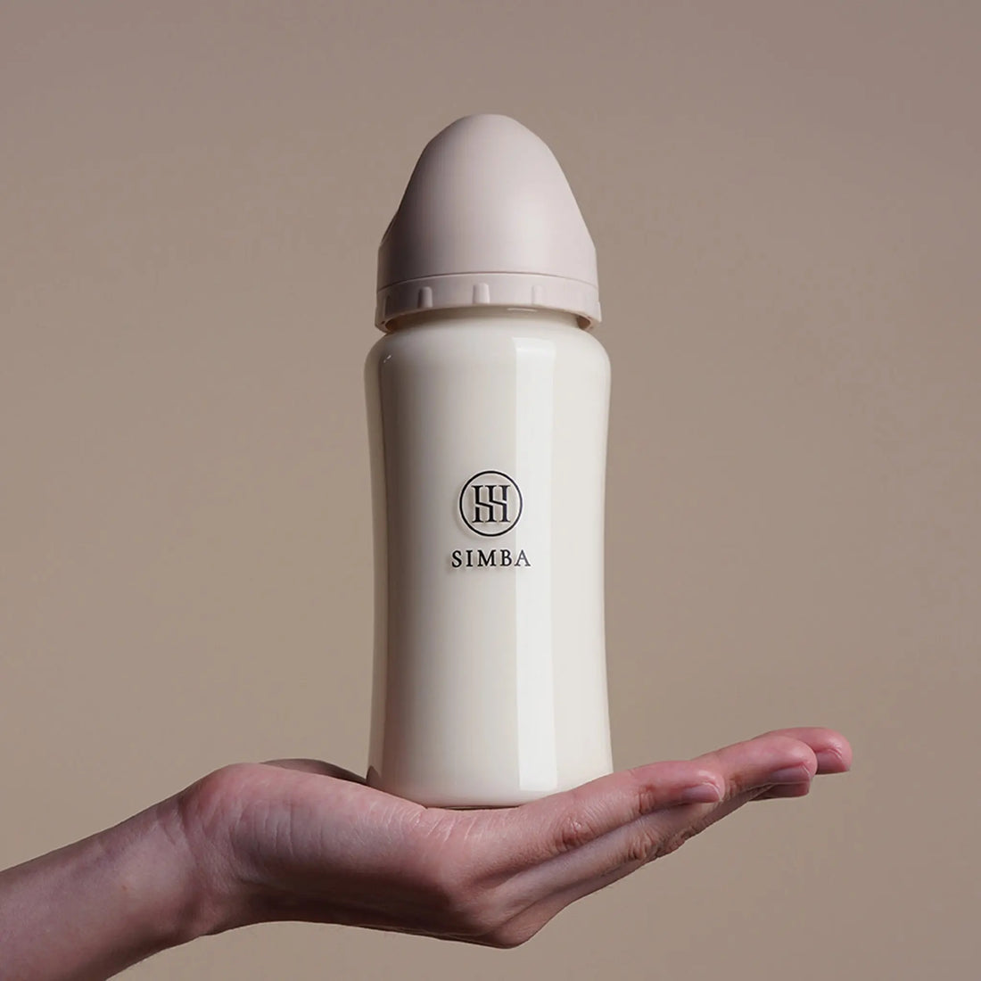 【NEW ARRIVALS】Simba | Allongé Glass Wide Neck Anti-Colic Feeding Bottle 270ml -Nook【Beige】Newborn (Round Hole S) - Anini Baby Australia