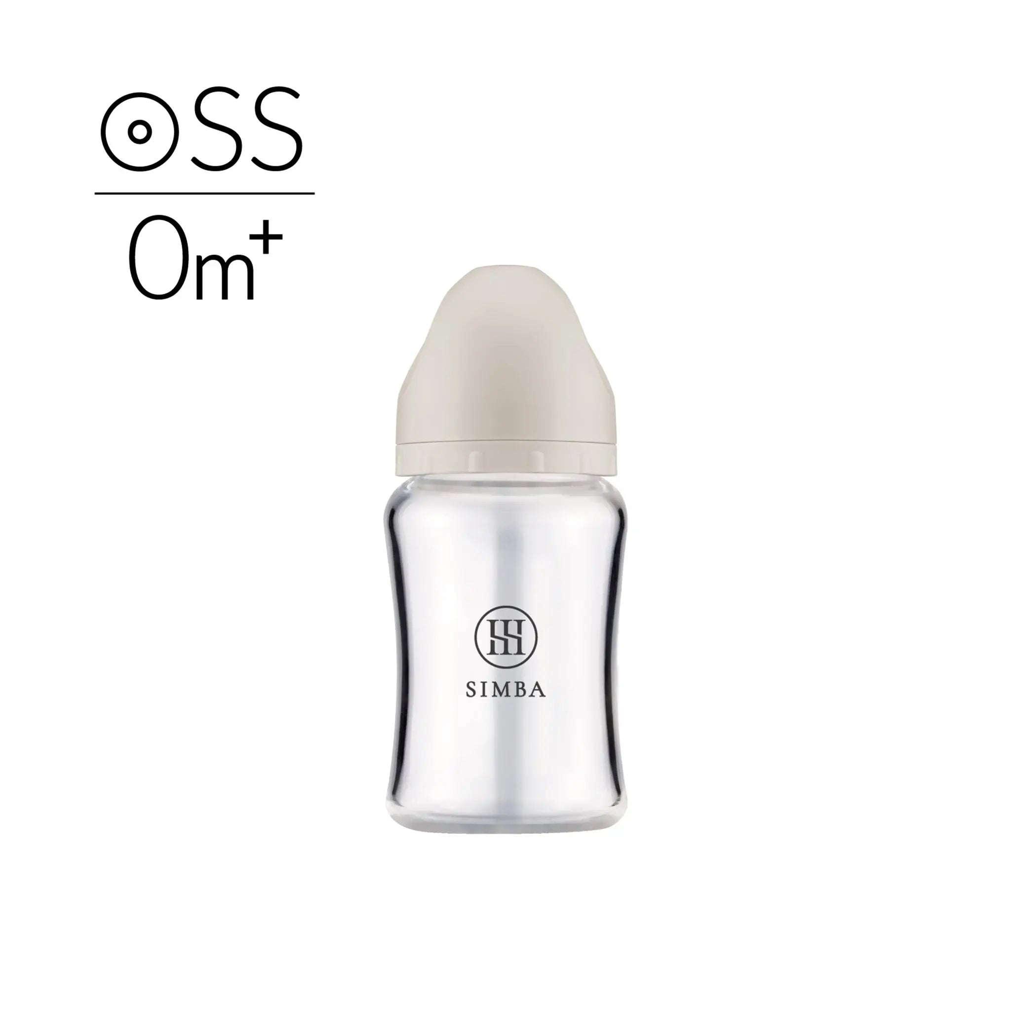 【NEW ARRIVALS】Simba | Allongé Glass Wide Neck Anti-Colic Feeding Bottle 180ml -Nook【Beige】Newborn (Round Hole SS) (very slow flow) - Anini Baby Australia
