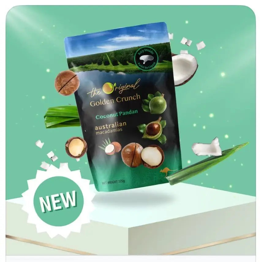 The Original Golden Crunch Macadamias【Pandan】225g Happy Nut