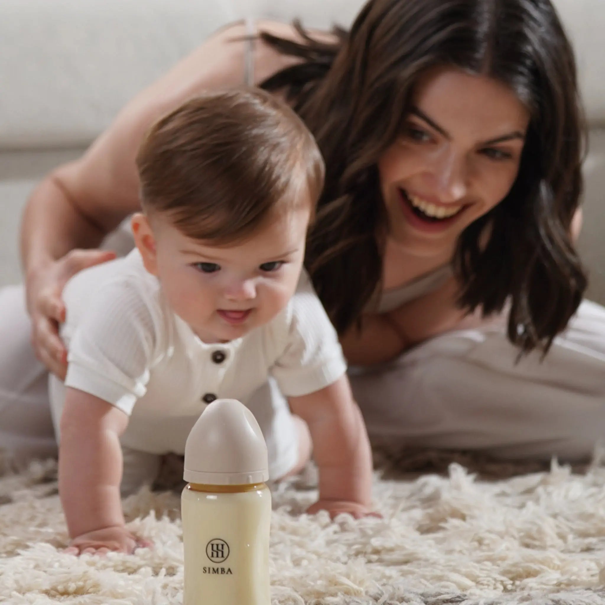 Simba | Allongé PPSU Wide Neck Anti-Colic Feeding Bottle 200ml -Nook【Beige】Newborn (Round Hole S) Simba