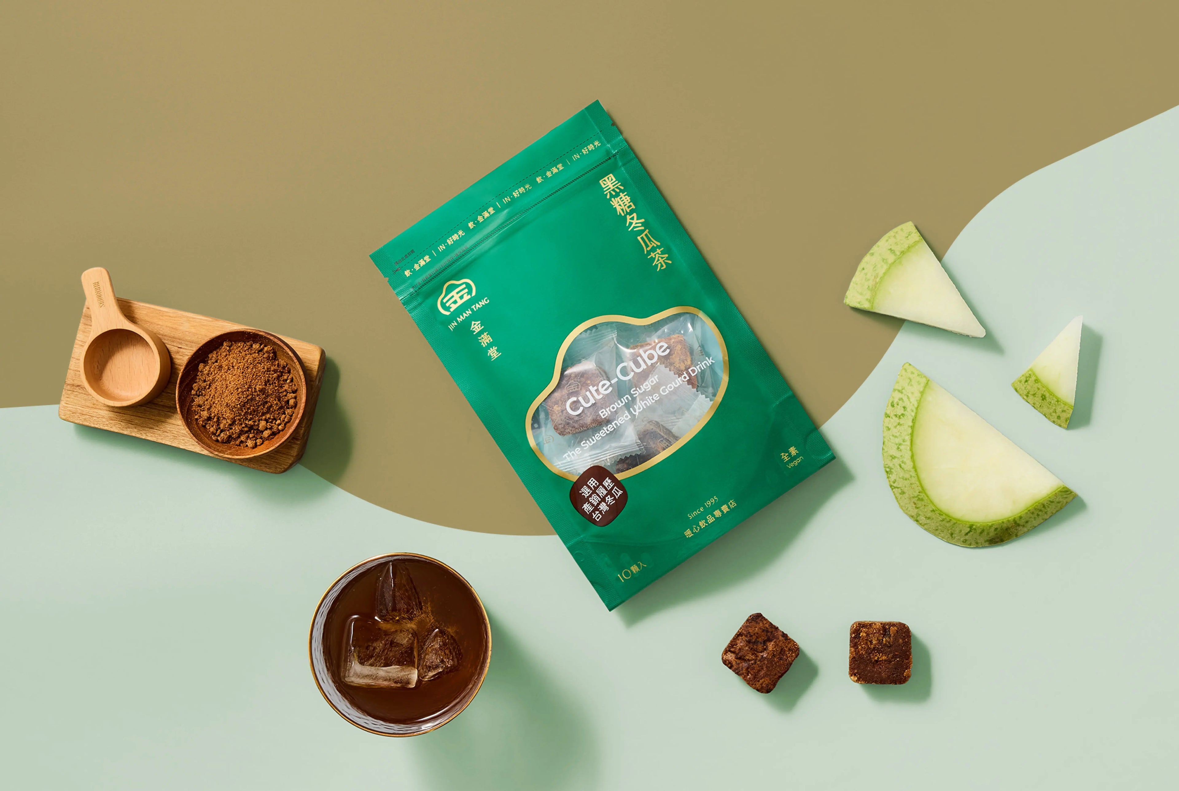Jin Man Tang【Cute.Cube】Brown Sugar Winter Melon Tea (20g x 10 Cubes) / pack Jing Man Tang