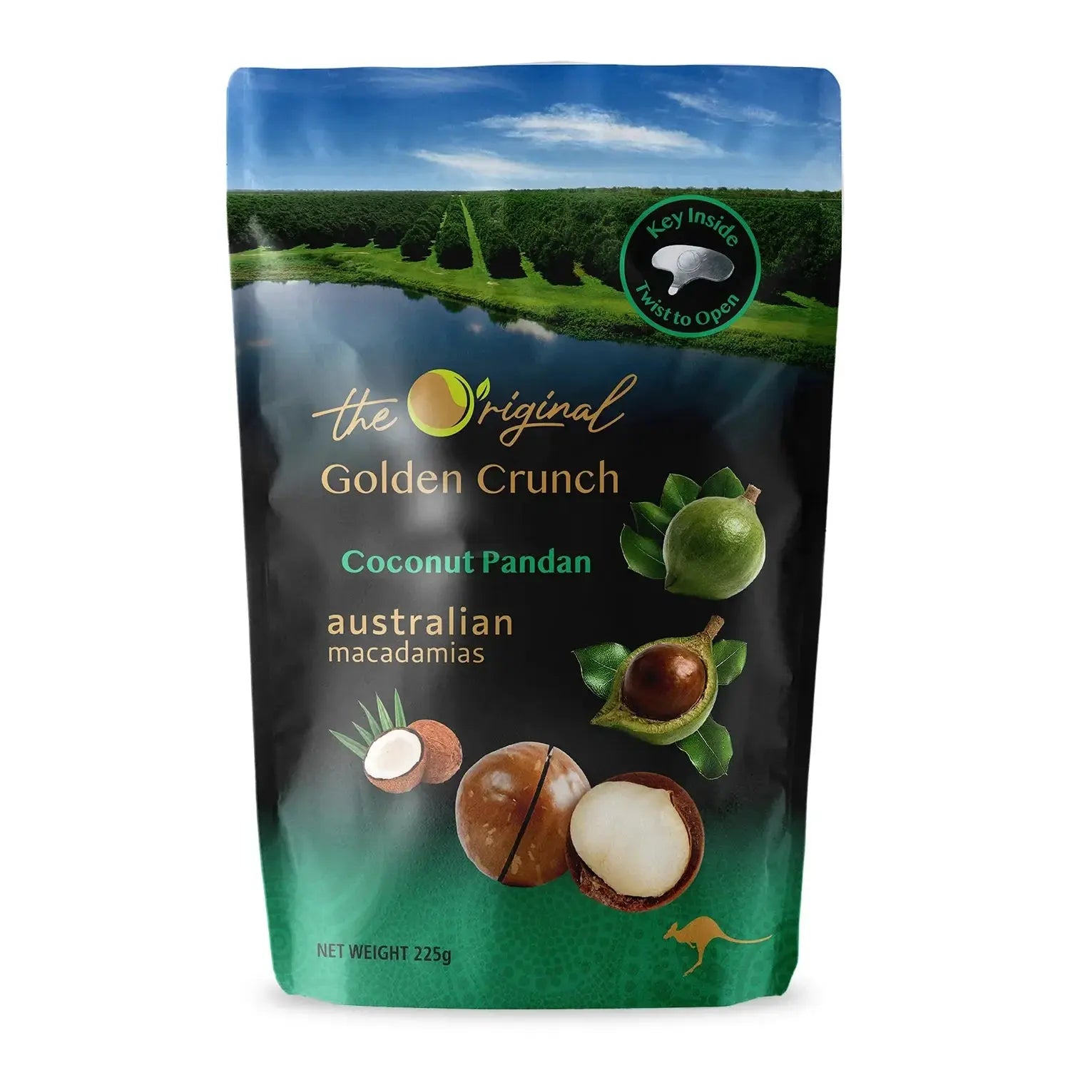 The Original Golden Crunch Macadamias【Pandan】225g Happy Nut