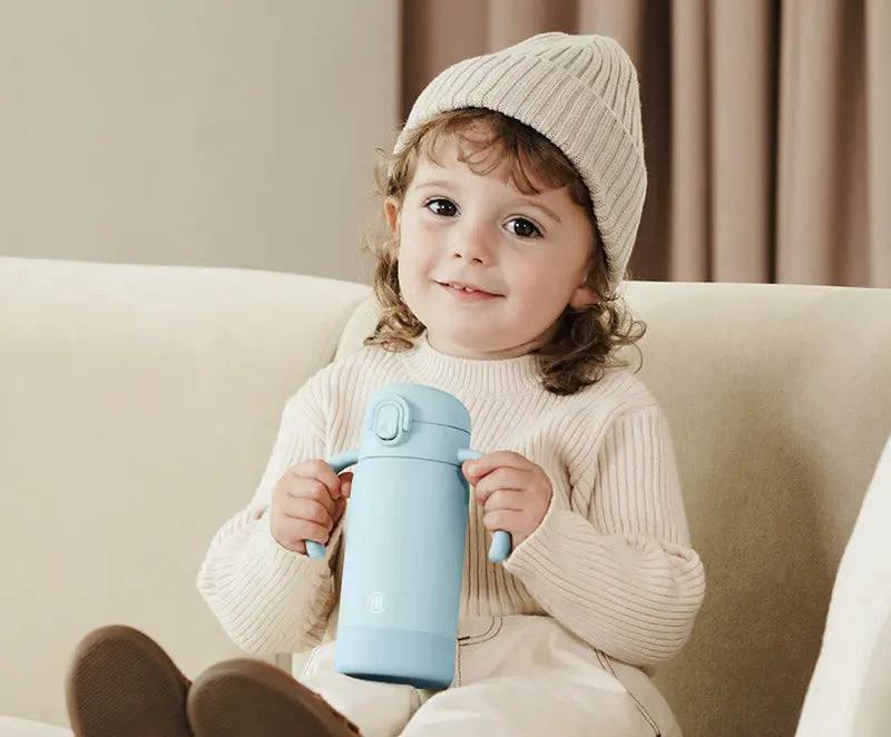 Simba | TEENYLITE Thermal Bottle with Handle & Anti-Splash Straw 330ml -Ciel【Blue】 Simba