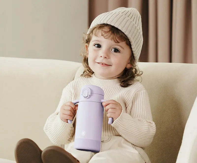 Simba | TEENYLITE Thermal Bottle with Handle & Anti-Splash Straw 330ml -Beni Imo【Purple】 Simba