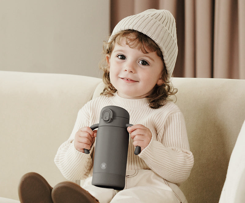Simba | TEENYLITE Thermal Bottle with Handle & Anti-Splash Straw 330ml -【Grey】