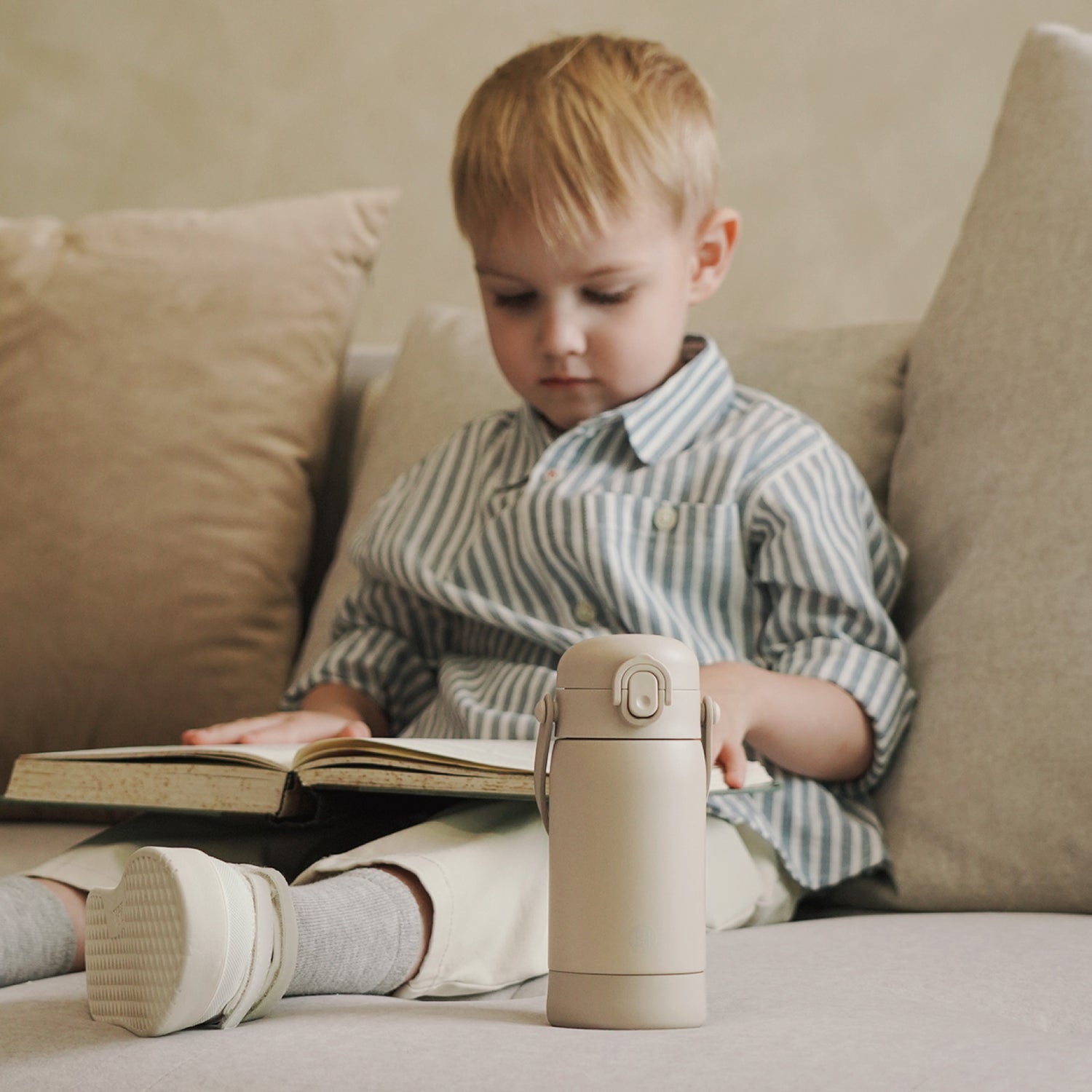 小獅王辛巴 | TEENYLITE 不鏽鋼保溫瓶 -手提吸管 直飲式 330ml【奶茶色】