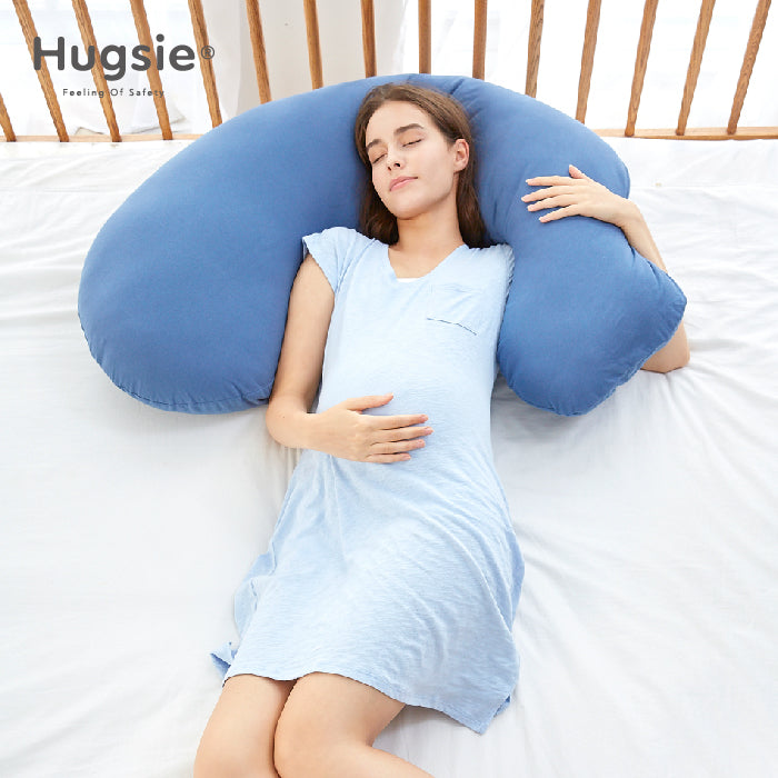 Hugsie Maternity Pillow 100% Cotton -Gray Stripes