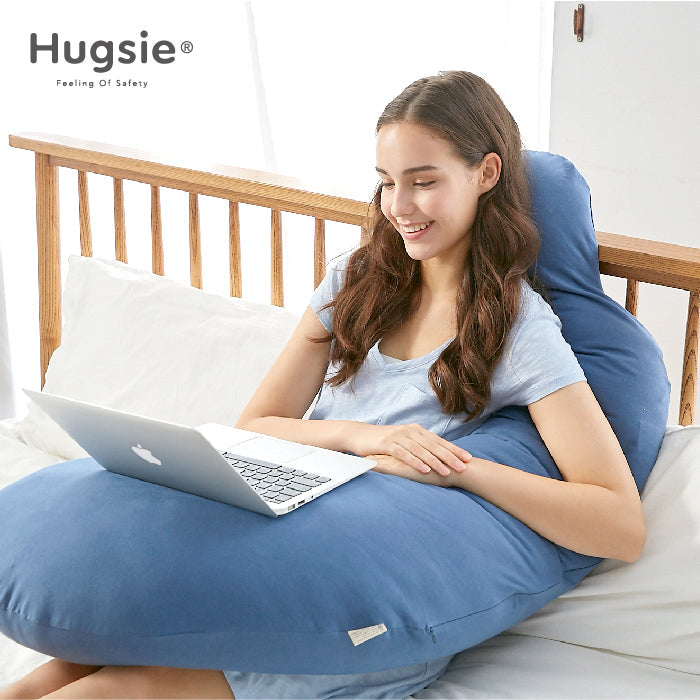 Hugsie Maternity Pillow 100% Cotton -Gray Stripes