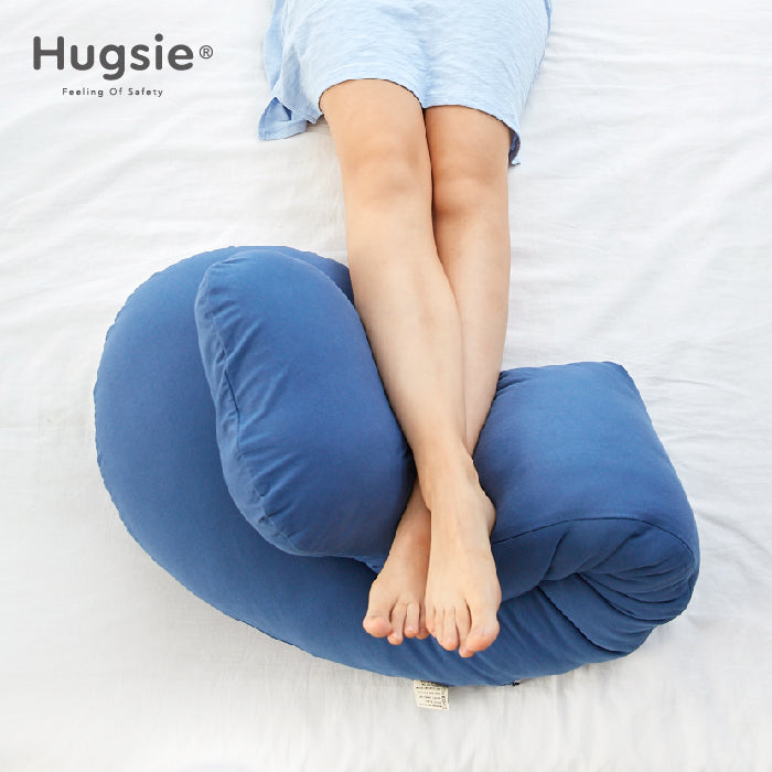 Hugsie Maternity Pillow 100% Cotton -Gray Stripes