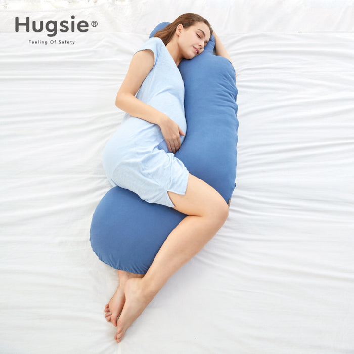 Hugsie Maternity Pillow 100% Cotton -Gray Stripes
