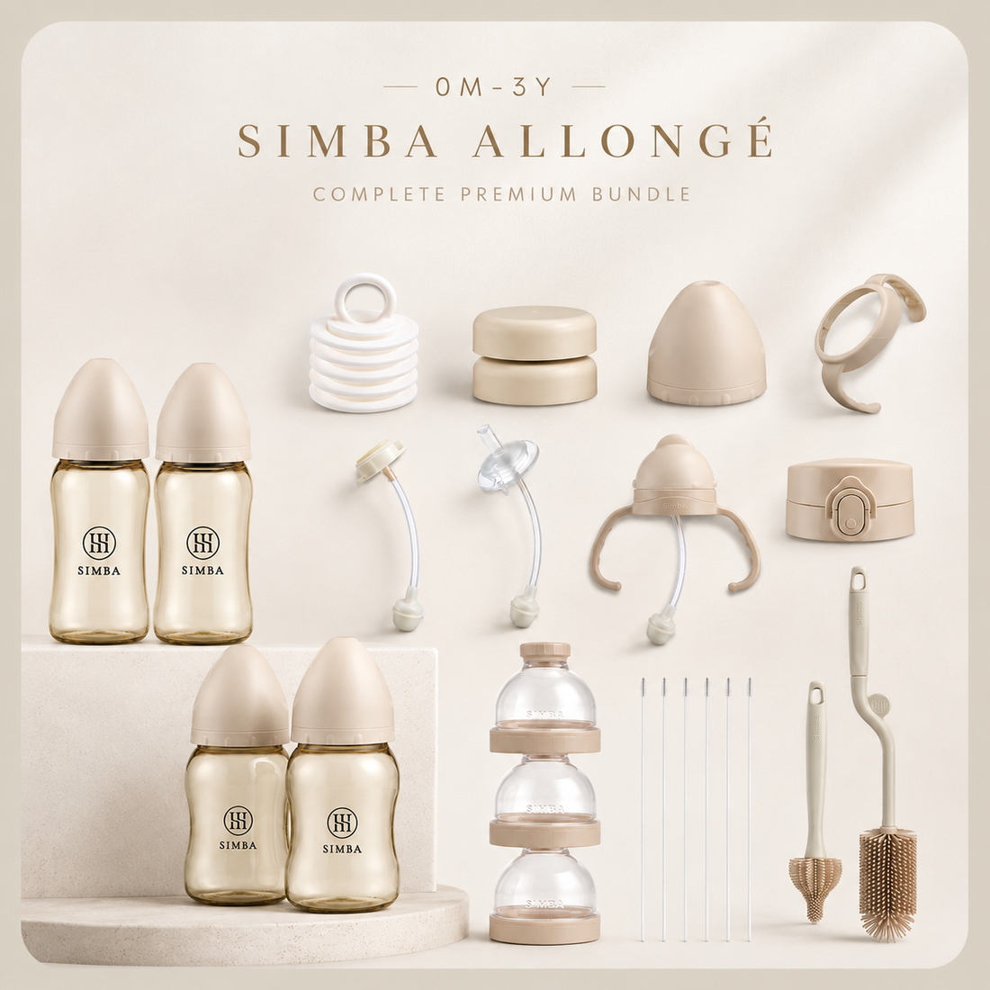 Set ⑥ Flagship Complete | Simba Allongé【0-3 Years】All-In-One Premium Feeding Bundle Set -Nook【Beige】