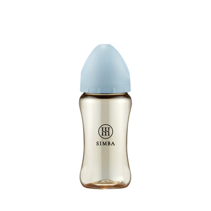 小獅王辛巴｜蘊蜜鉑金PPSU寬口防脹氣奶瓶 270ml－【晨藍】全齡適用（十字孔M）
