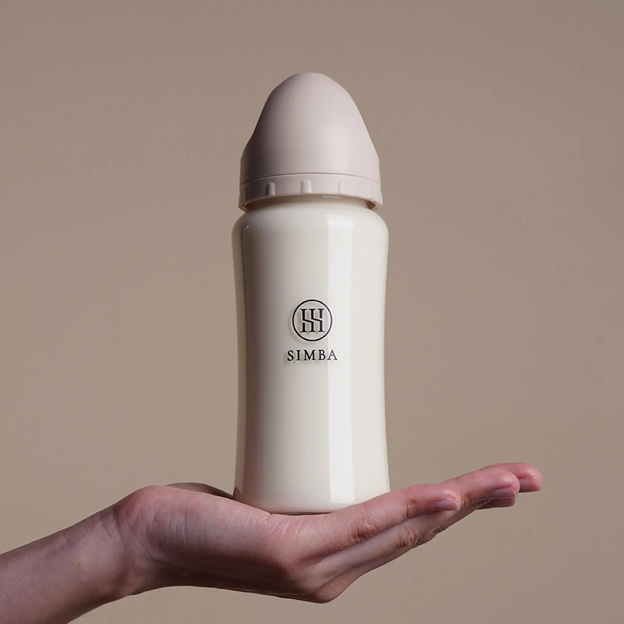【NEW ARRIVALS】Simba | Allongé Glass Wide Neck Anti-Colic Feeding Bottle 270ml -Nook【Beige】Newborn (Round Hole S) - Anini Baby Australia