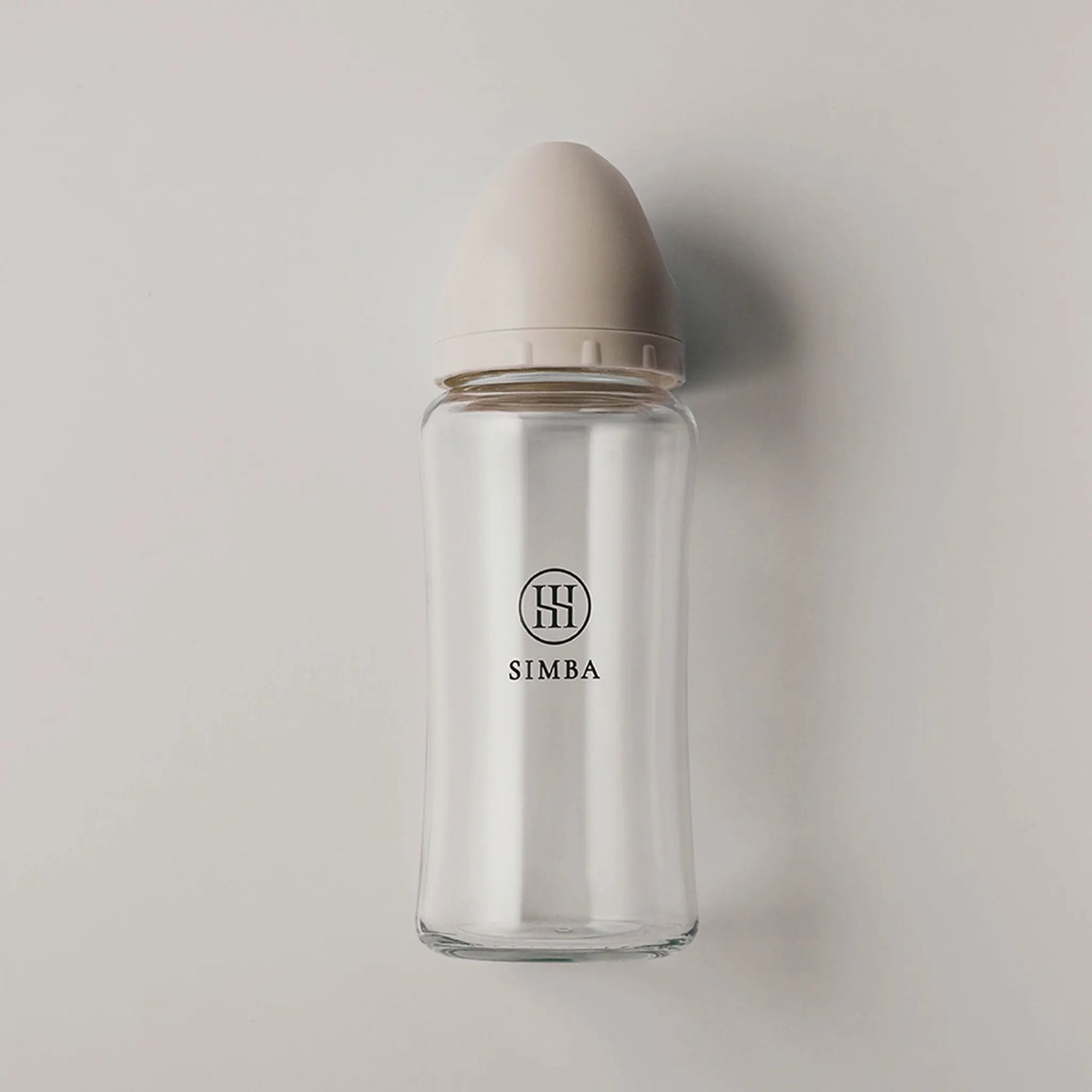 【NEW ARRIVALS】Simba | Allongé Glass Wide Neck Anti-Colic Feeding Bottle 270ml -Nook【Beige】Newborn (Round Hole S) - Anini Baby Australia