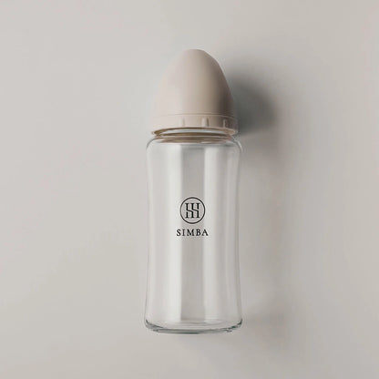 【NEW ARRIVALS】Simba | Allongé Glass Wide Neck Anti-Colic Feeding Bottle 270ml -Nook【Beige】Newborn (Round Hole S) - Anini Baby Australia