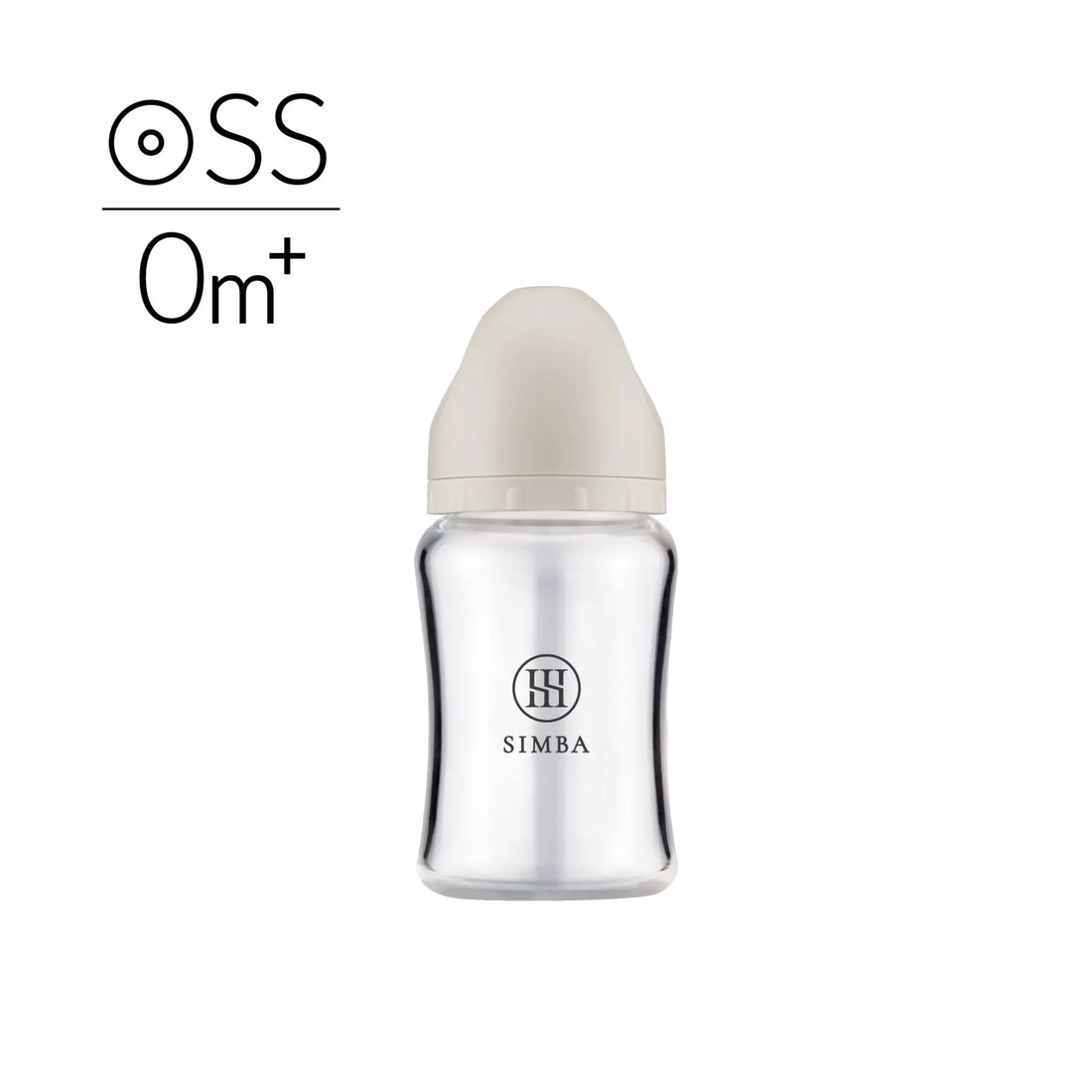 【NEW ARRIVALS】Simba | Allongé Glass Wide Neck Anti-Colic Feeding Bottle 180ml -Nook【Beige】Newborn (Round Hole SS) (very slow flow) - Anini Baby Australia