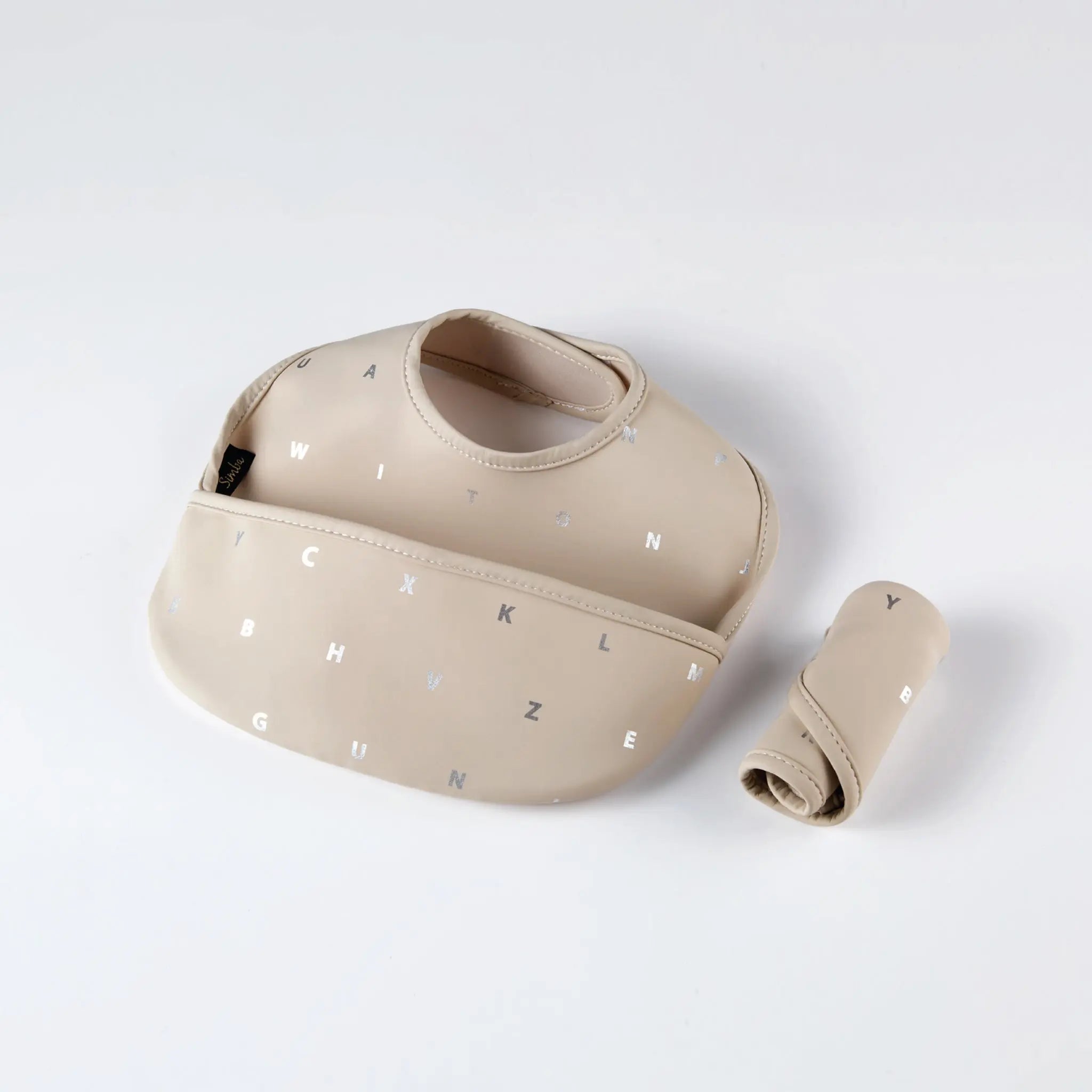 【NEW ARRIVALS】Simba Waterproof Baby Bib【Cream Alphabet】 - Anini Baby Australia