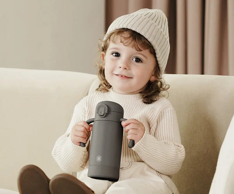 Simba | TEENYLITE Thermal Bottle with Handle &amp; Anti-Splash Straw 330ml -【Grey】 Simba